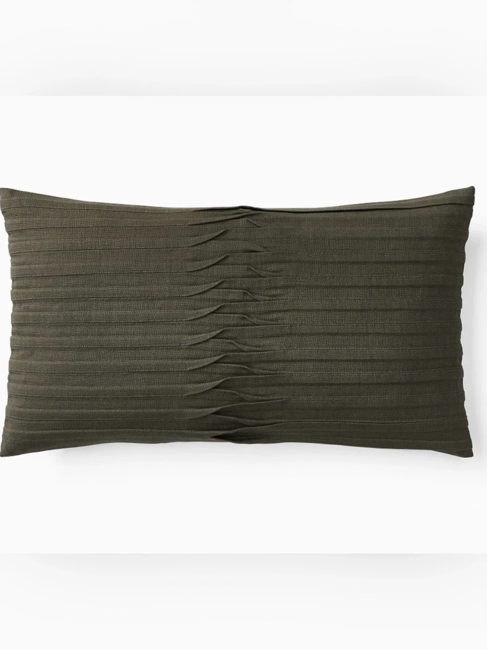 West Elm Centered Pleat Pillow Covers x 2 Dark Olive NWT Home Decor Pillows